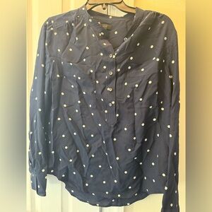 J. Crew Navy Polka Dot Blouse